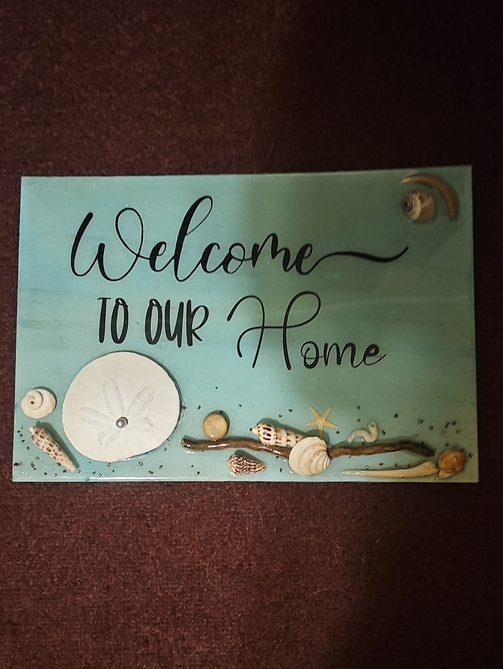 Welcome to Our Home Teal Wall Plaque - Nautical Accent